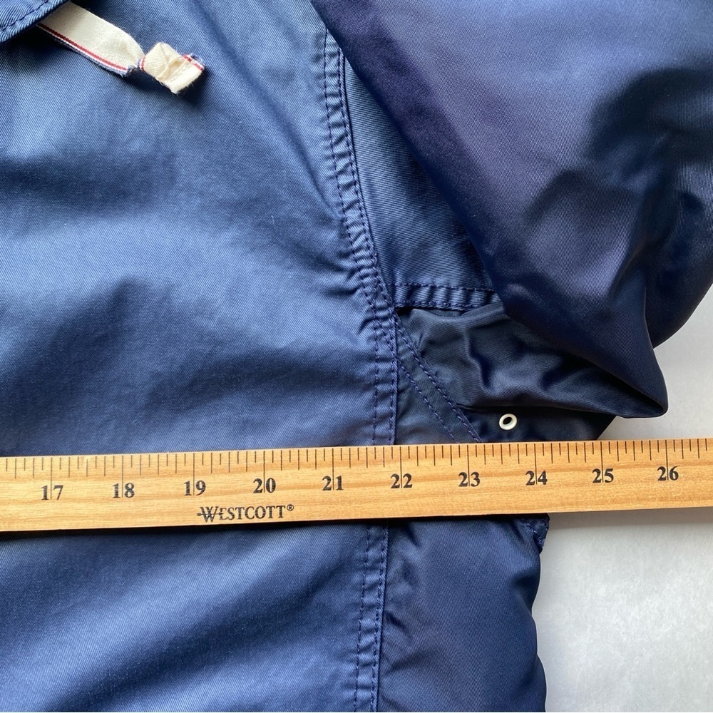 J.Crew Navy Blue Waxed Cotton Nylon Oversized Waterproof Rain Field Jacket M - Picture 6 of 16